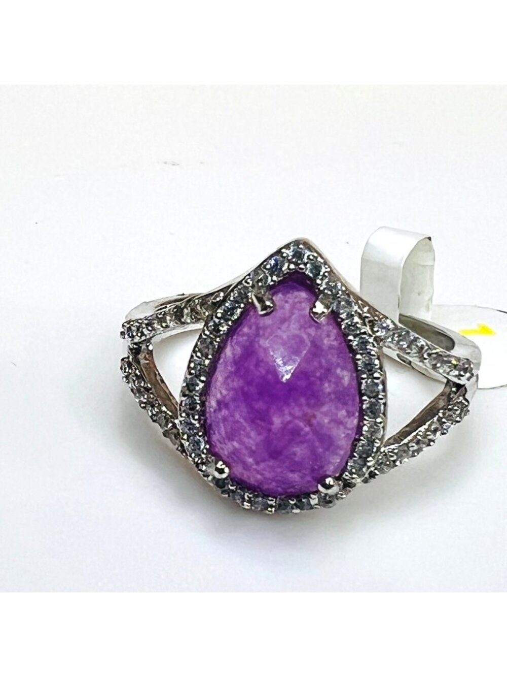 Ring Bomb Party Ring, NWOT size 7 mauve pink color stone, silver color band - Picture 6 of 10